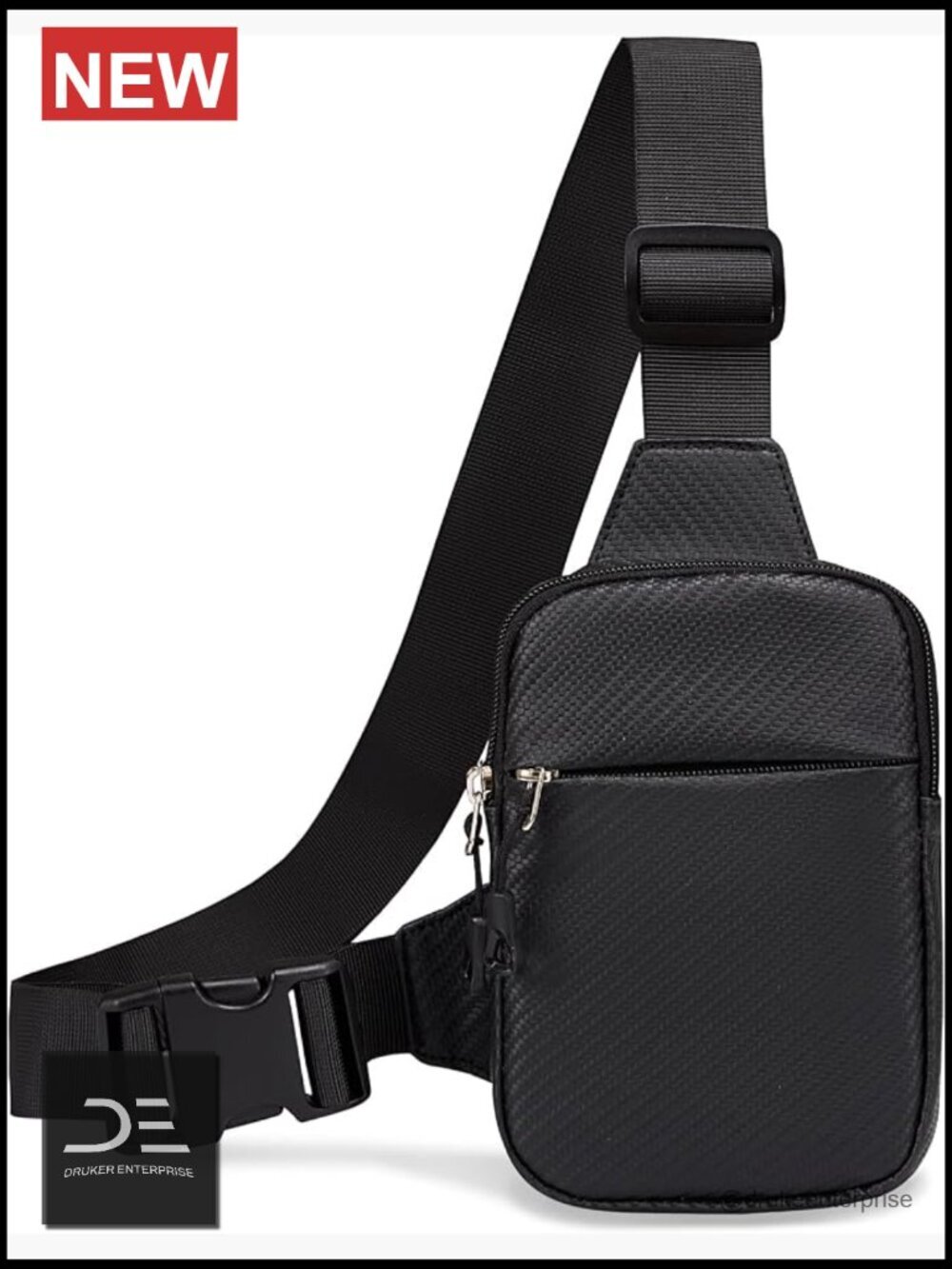 Mini Crossbody Sling Bag PU Leather with Woven Pattern, Water Resistant Fanny